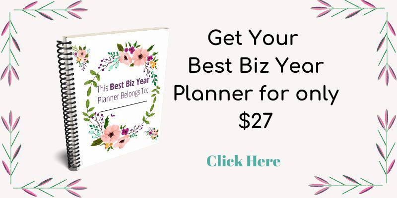 sales graphic for Best Biz Year Planner with link to purchase
